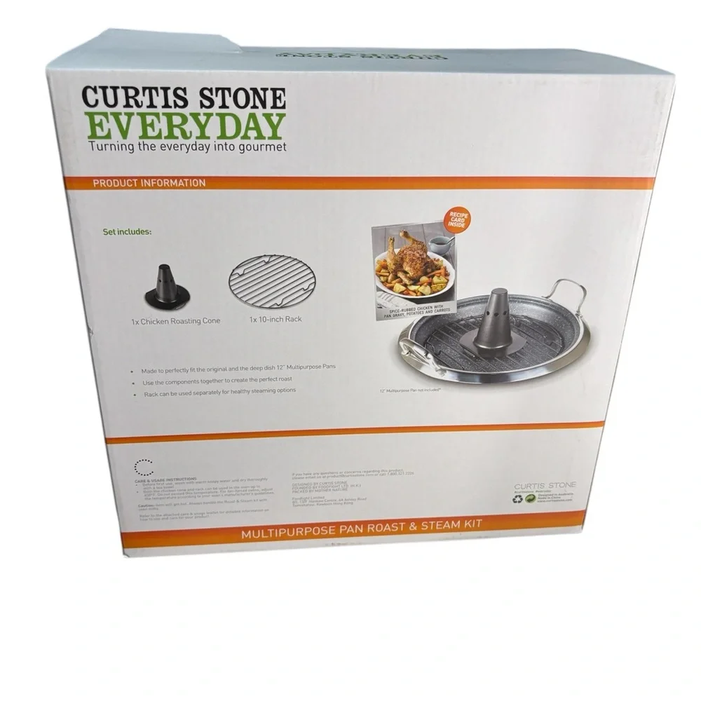 Curtis Stone Multi Purpose Pan Roast & Steam Kit Includes Chicken Roasting Cone